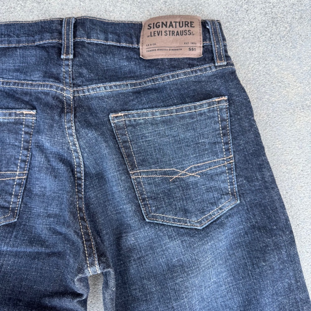 Signature by Levi Strauss Co Men S51 Straight Leg Dark Wash Jeans‎ 30x32 Indigo - Picture 11 of 11